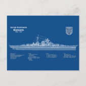 Bismarck - Battleship Blueprint Plannen ABD Briefkaart (Voorkant)