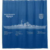 Bismarck - Battleship Blueprint Plannen ABD Douchegordijn (Voorkant)