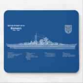Bismarck - Battleship Blueprint Plannen ABD Muismat (Voorkant)