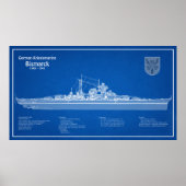 Bismarck - Battleship Blueprint Plannen ABD Poster (Voorkant)