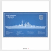 Bismarck - Battleship Blueprint Plannen ABD Sticker (Vel)
