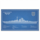 Bismarck - Battleship Blueprint Plannen ABD Sticker (Voorkant)