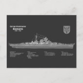 Bismarck - Battleship Blueprint Plannen PD Briefkaart (Voorkant)