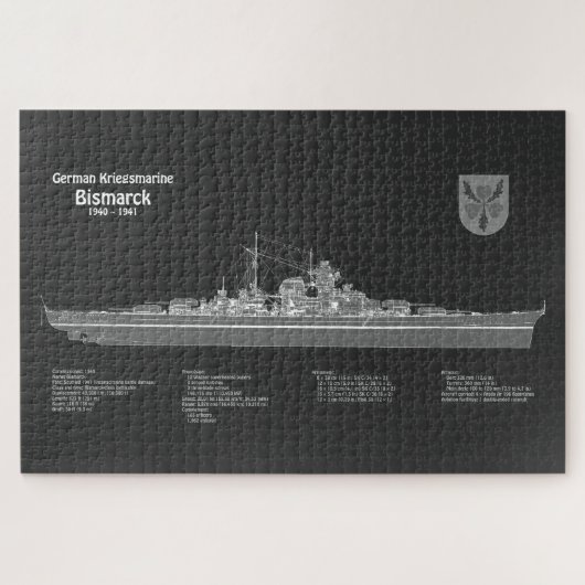 Bismarck - Battleship Blueprint Plannen PD Legpuzzel (Horizontaal)