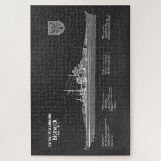 Bismarck - Battleship Blueprint Plannen PD Legpuzzel (Verticaal)