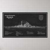 Bismarck - Battleship Blueprint Plannen PD Poster (Voorkant)