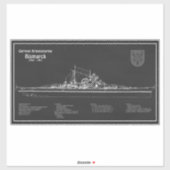 Bismarck - Battleship Blueprint Plannen PD Sticker (Vel)