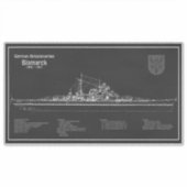 Bismarck - Battleship Blueprint Plannen PD Sticker (Voorkant)