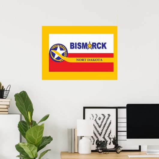 Bismarck City vlag Poster (Thuiskantoor)