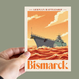 Bismarck German Battleship - Vintage Naval Poster Briefkaart