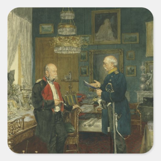 Bismarck met keizer Wilhelm I Vierkante Sticker (Voorkant)