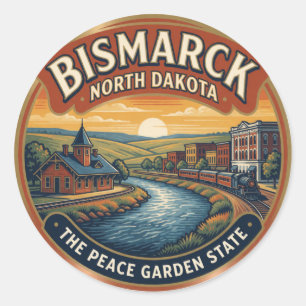 Bismarck North Dakota Hoofdstad Prairie Reizen Ronde Sticker