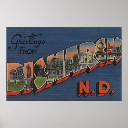 Bismarck, North Dakota - Scenes met grote letters Poster (Voorkant)