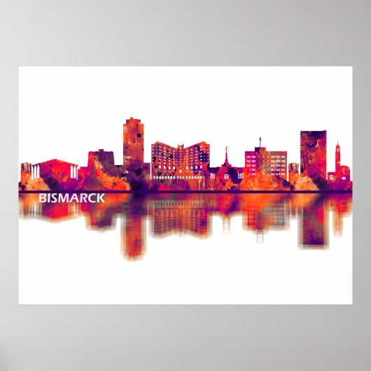Bismarck North Dakota Skyline Poster (Voorkant)