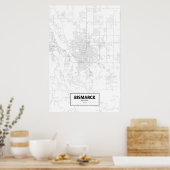 Bismarck, North Dakota (zwart op wit) Poster (Keuken)