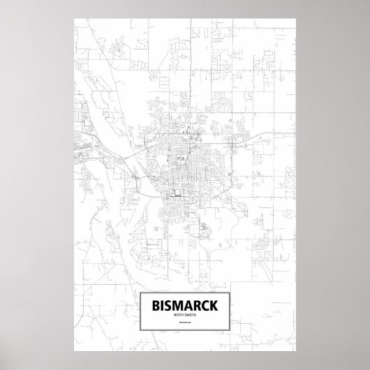 Bismarck, North Dakota (zwart op wit) Poster (Voorkant)
