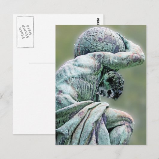 Bismarck Statue, Berlijn, Griekse god atlas, Groen Briefkaart (Voorkant / Achterkant)