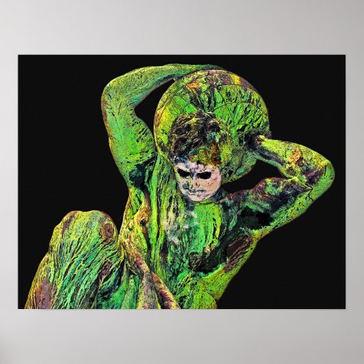 Bismarck Statue, Berlijn, Griekse godatlas, Zwarte Poster (Voorkant)