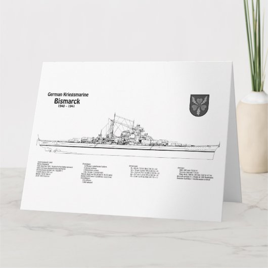 Bismarck - Zeeslag Blauwdruk Plannen BD Bedankkaart (Voorkant)