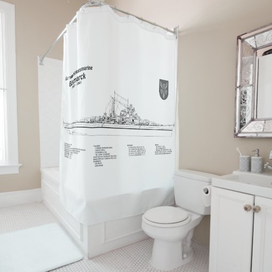 Bismarck - Zeeslag Blauwdruk Plannen BD Douchegordijn (In situ)