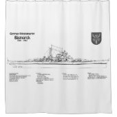 Bismarck - Zeeslag Blauwdruk Plannen BD Douchegordijn (Voorkant)