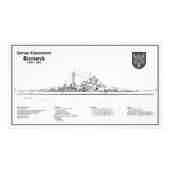 Bismarck - Zeeslag Blauwdruk Plannen BD Foto Afdruk (Voorkant)