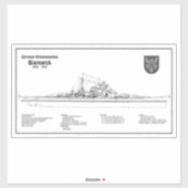 Bismarck - Zeeslag Blauwdruk Plannen BD Sticker (Vel)