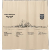 Bismarck - Zeeslag Blauwdruk Plannen SD Douchegordijn (Voorkant)