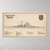 Bismarck - Zeeslag Blauwdruk Plannen SD Poster (Voorkant)