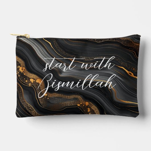 Bismillah Alhamdullilah Black Gold Agate Etui (Voorkant)