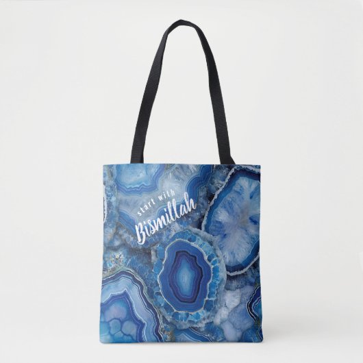 Bismillah Alhamdullilah Blue Agate Tote Bag (Voorkant)