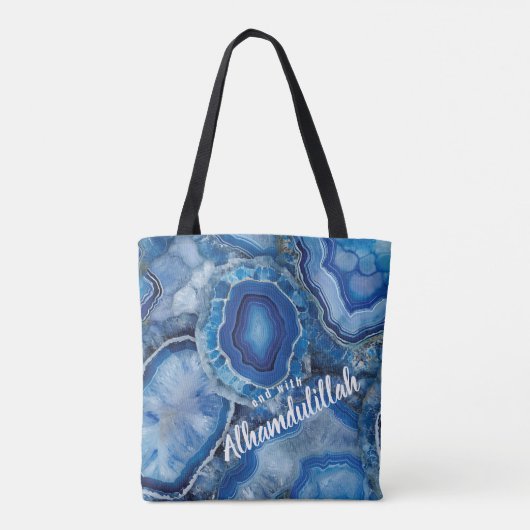 Bismillah Alhamdullilah Blue Agate Tote Bag (Achterkant)
