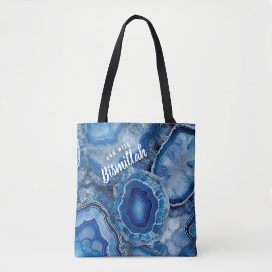 Bismillah Alhamdullilah Blue Agate Tote Bag (Voorkant)