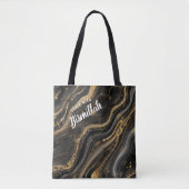 Bismillah Alhamdullilah Gold Black Agate Tote Bag (Voorkant)