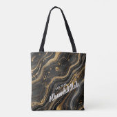 Bismillah Alhamdullilah Gold Black Agate Tote Bag (Achterkant)