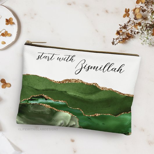 Bismillah Alhamdullilah Green Agate Etui