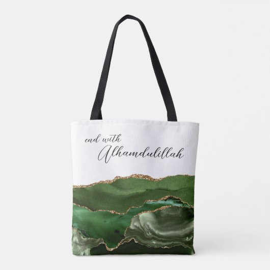 Bismillah Alhamdullilah Green Agate Tote Bag (Achterkant)