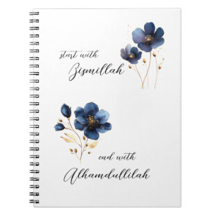 Bismillah Alhamdullilah Navy Goud Bloem Notitieboek