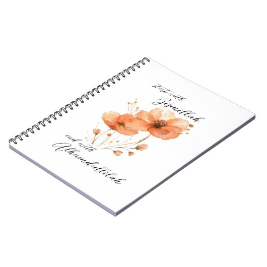 Bismillah Alhamdullilah Orange Floral Notitieboek (Linkerzijde)