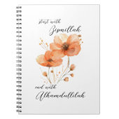 Bismillah Alhamdullilah Orange Floral Notitieboek (Voorkant)