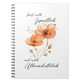 Bismillah Alhamdullilah Orange Floral Notitieboek