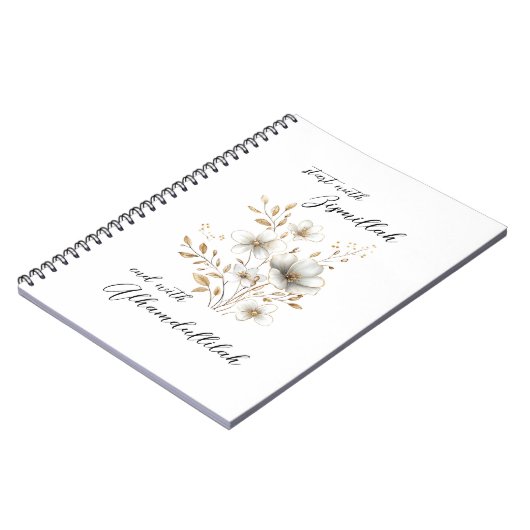 Bismillah Alhamdullilah White Gold Floral Notitieboek (Linkerzijde)