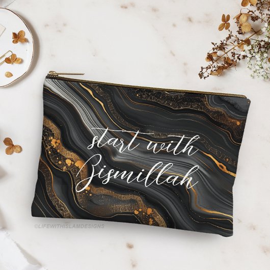Bismillah Alhamdullilah Zwarte Goud Agate Etui