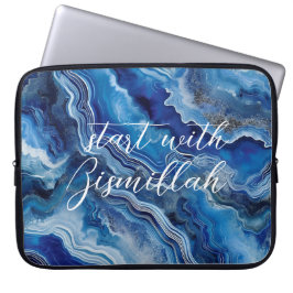 Bismillah Blue Agate Neoprene 15 in Laptop Sleeve