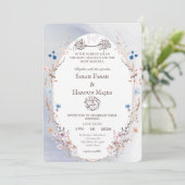 Bismillah Blue & Gold Muslim Nikkah Card Kaart (Staand voorkant)