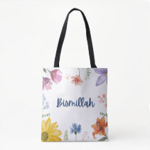 Bismillah Flower canvas tas