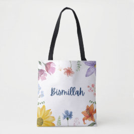 Bismillah Flower canvas tas