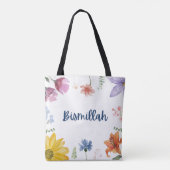 Bismillah Flower canvas tas (Achterkant)