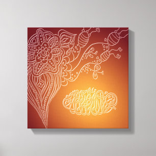 Bismillah - Islamitische bloemenkalligrafie Canvas Afdruk