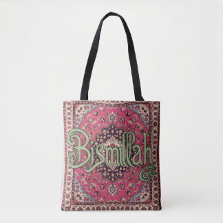 Bismillah pink and green tote Bag Persian